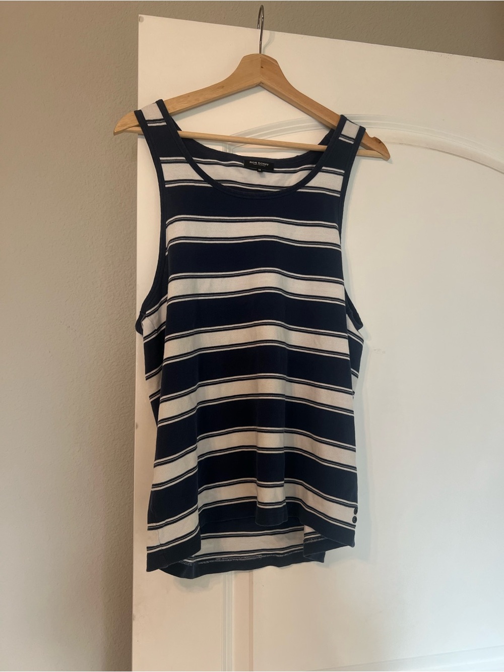 Ron Dorff Navy & White Striped Tank Top